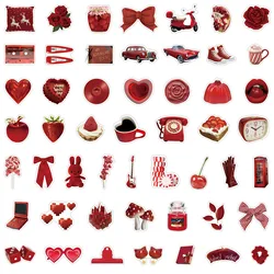 Red Art Themed Aesthetic Stickers - 50 - Piece Set for Scrapbooks, Skateboards, Suitcases, Guitars, and DIY Projects (50pcs)