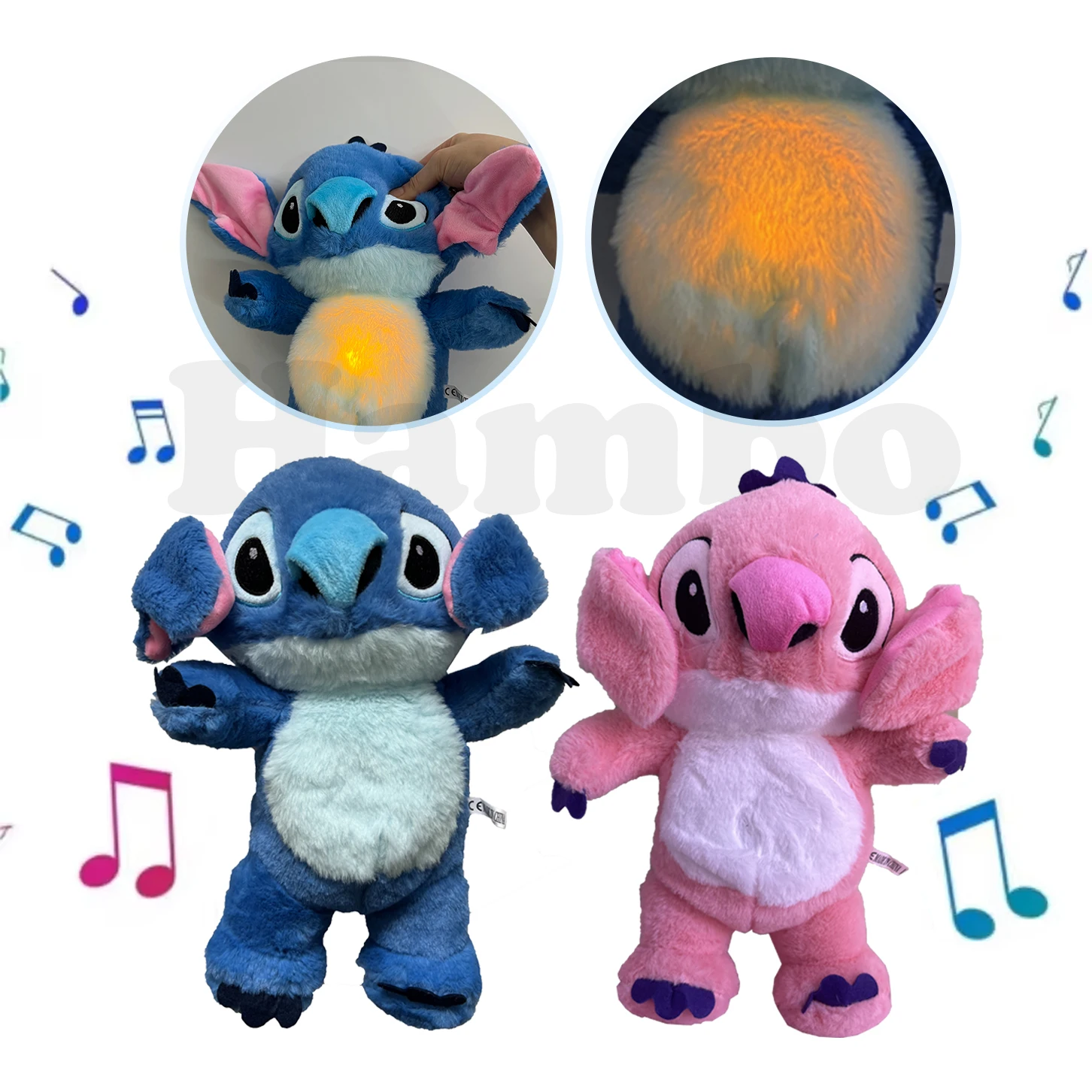 Newborn Breathing Bear Stitch Plush Baby Soothing Otter Kids Soothing Music Sleep Companion Doll Toy Gift