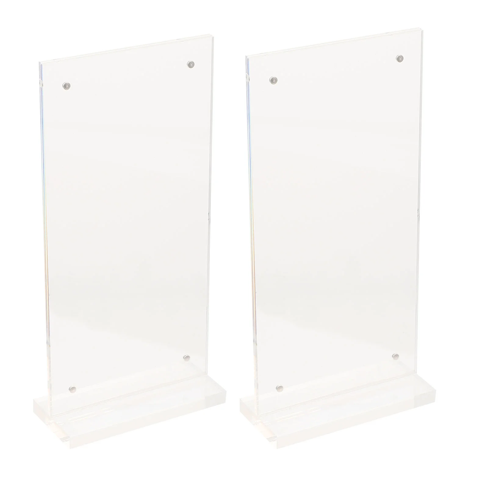 2Pcs Magnetic Acrylic Display Stand Table Menu Holder Clear Signs Centerpiece Decoration 2pcs transparent photo frame acrylic magnetic display frame poster rack clear poster card stand for room desk home decoration
