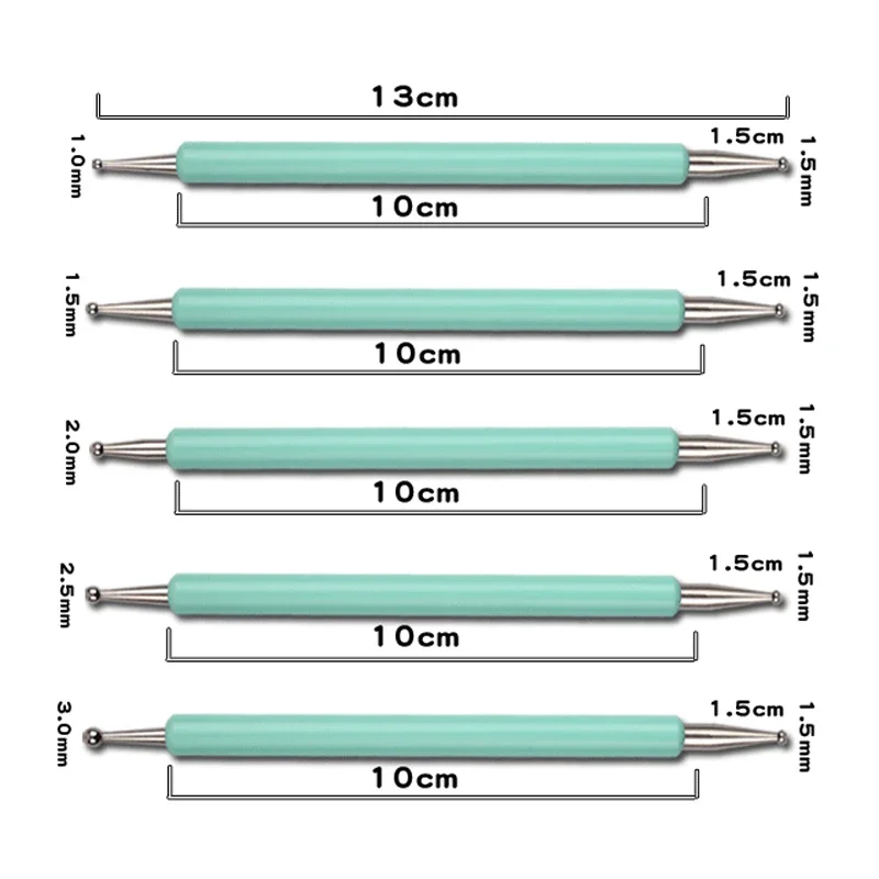 Nail Art Tools 5Pcs Dual-Ended Nail Art Dotting Tools with 10 Different Sizes for Dotting Marbleizing & Painting Manicure Kit