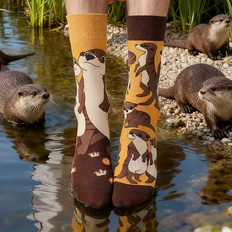 Otter-Themed Unisex Mid-Calf Comfy Socks