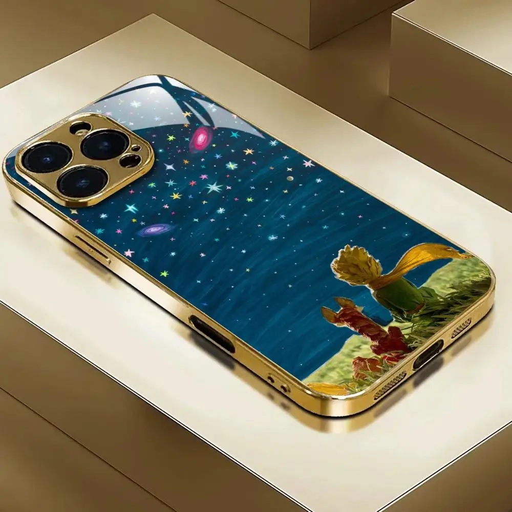 Rose Gold Electroplated Mirror Phone Case with Little Prince Design