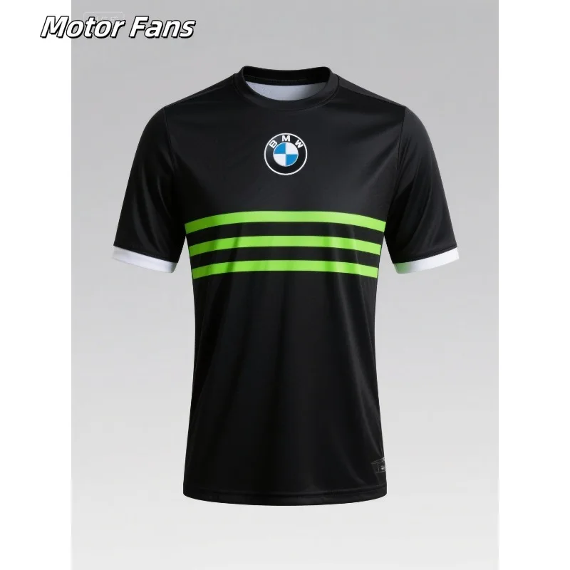 모터 팬 BMW 패션 레이싱 자전거 야외 피트니스 스포츠 느슨한 편안한 통기성 빠른 건조 남자 라운드 넥 티셔츠