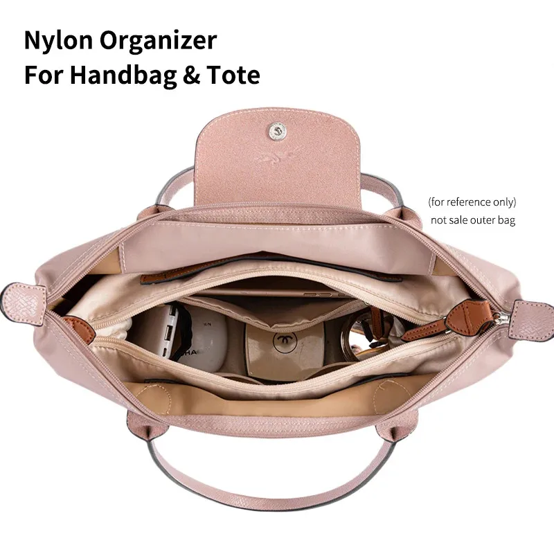 Bag Organizer Inner Liner Accessory For Longchamp LE PLIAGE Handbags Expand Space Anti-Collapse Satin Fabric Insert Pocket 6