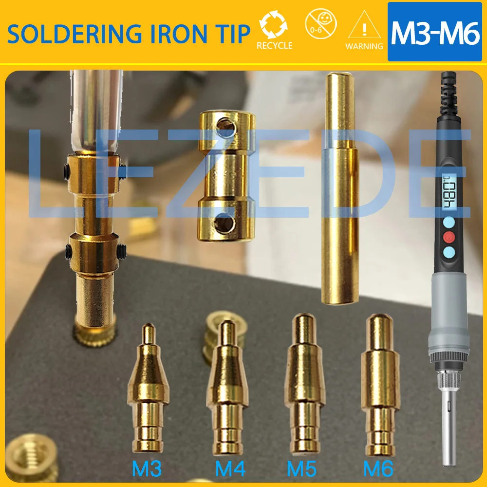 Heat Set Insert Press Tool Electric Soldering Iron Tip M2 M3 M4 M5 M6 M8 Thread Brass Inserts Nut Embedded Kit For 3d Printing