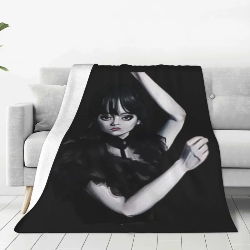 

Wednesday Flannel Blankets Addams Dance Movie Soft Warm Throw Blanket for Outdoor Airplane Travel Bedspread Sofa Bed Cover