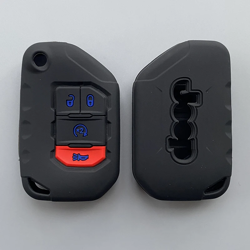 5color 4 Buttons silicone Remote Smart car Key Case Chain Cover Jeep Wrangler JL JLU Key Sleeve Protector Case key case key case cover