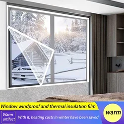 Energy-Saving Indoor Windproof Thermal Insulation Film and Curtains - Height250cm (White-width 180cm)