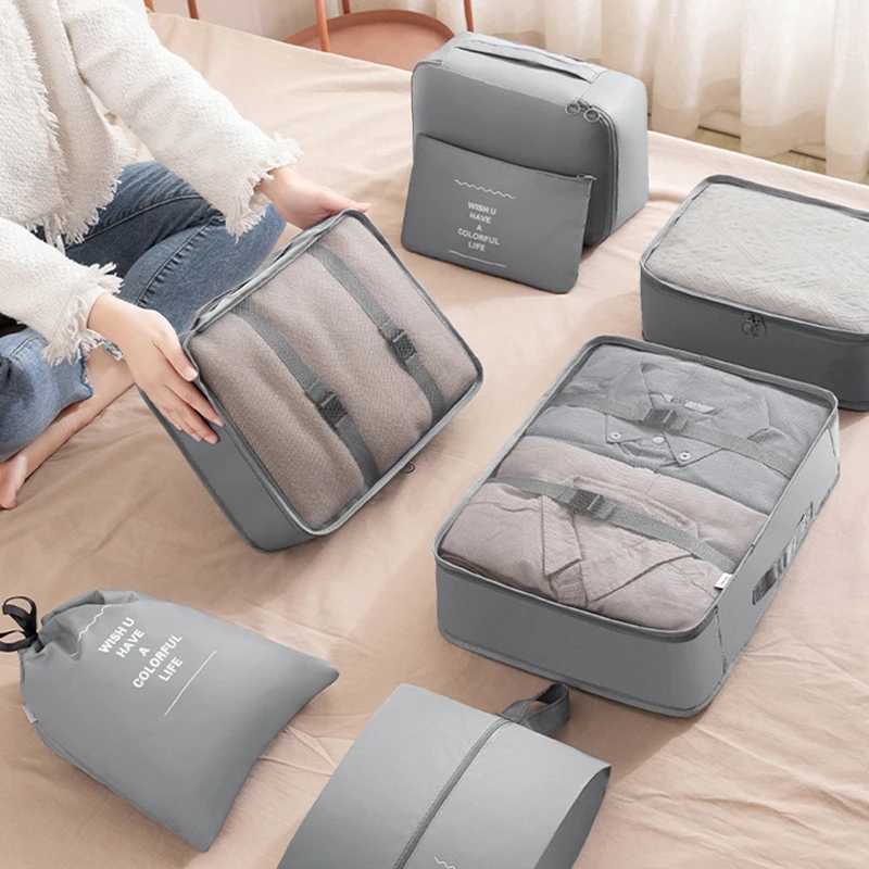 7/10Pcs Set Waterproof Travel Organizer Portable Storage Bags Packing Cubes Set Cases Luggage Clothes Underwear Tidy Pouch 3