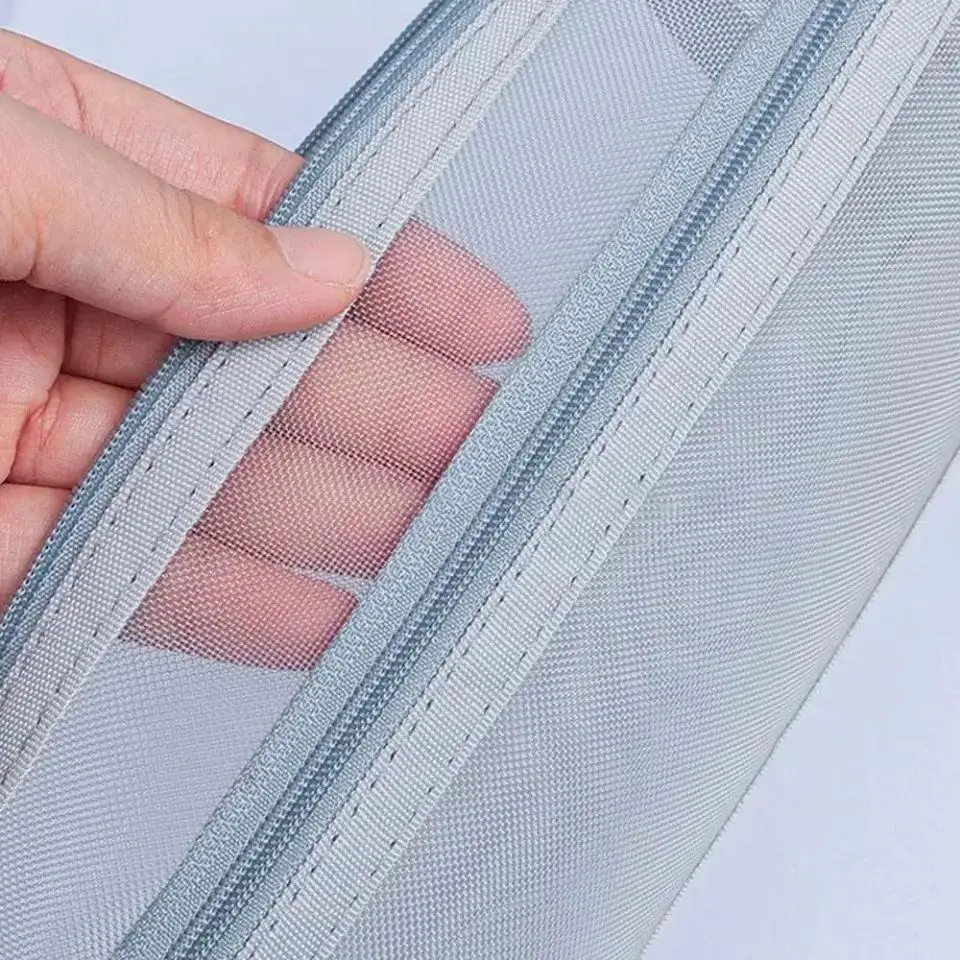더블 레이어 메쉬 펜 가방 대용량 투명 문구 보관 가방 다기능 지퍼 학교 용품 주최자