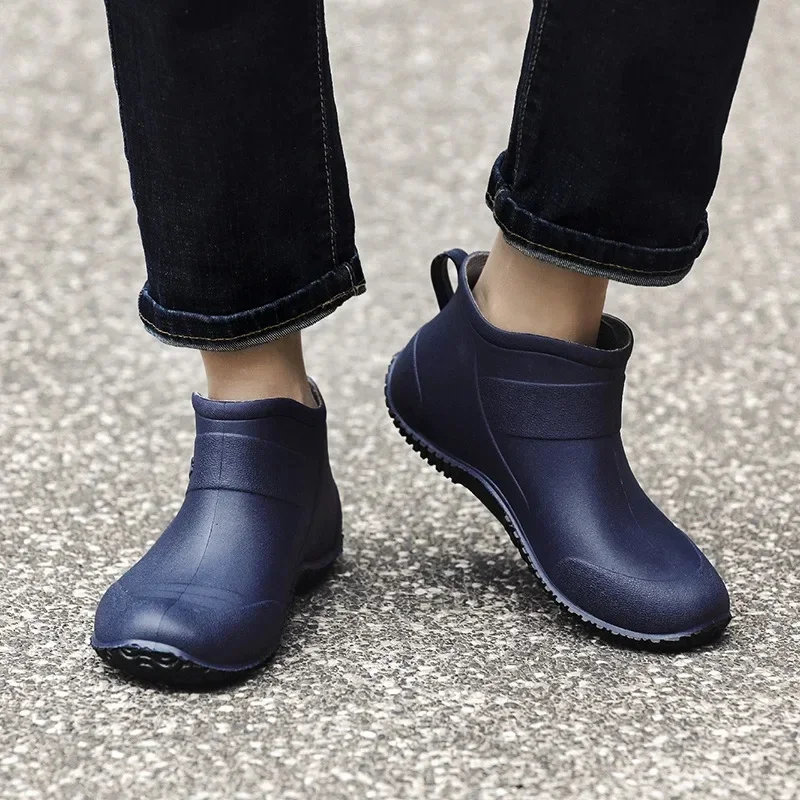 Chaussures pluie homme bottes courtes tendance mode antidérapantes travail cuisine pêche extérieur caoutchouc