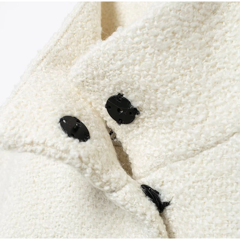 White Loose Short Cape Coat Women Autumn Winter Thick Single Buckle Batwing Sleeve Cloaks Jacket Lady Elegant Warm Outwear New