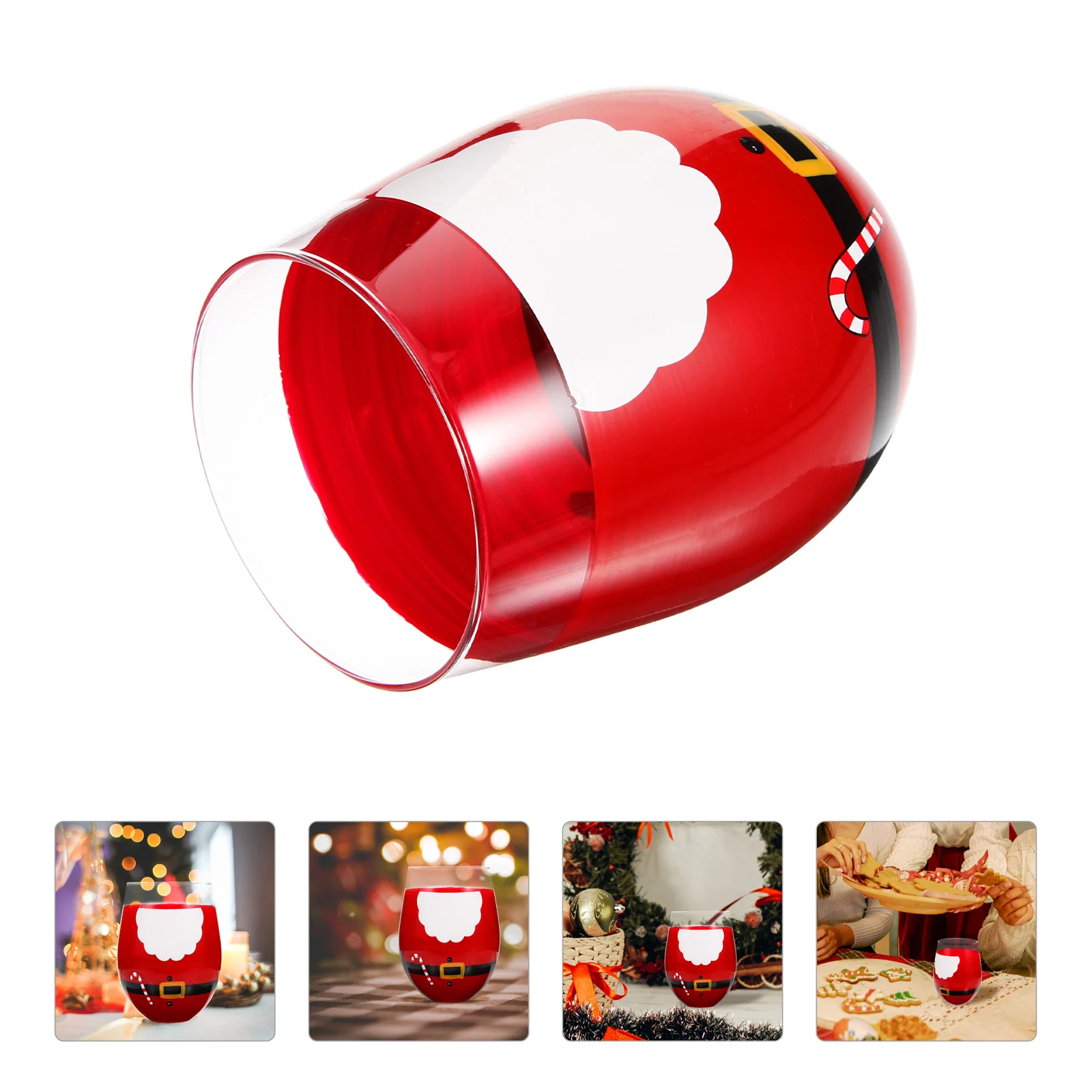 

Portable Chubby Household Christmas Wine Glass Coffee Cup Glass Christmas Cup Cartoon Mug for Display Decorate Landscape Storage
