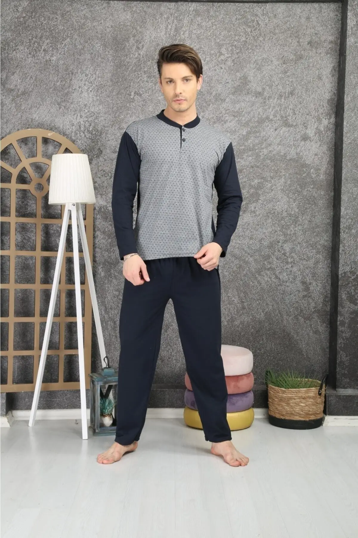 100% Cotton Jacquard Single Jersey Men's Pajama Set 1004