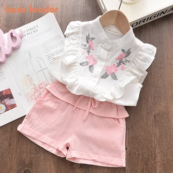Embroidered Sleeveless Shirt+Shorts Set 1