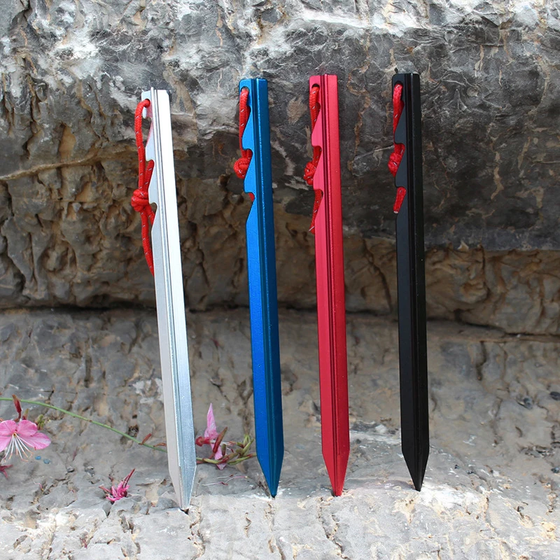 10pcs/set 18cm Tent Pegs Stakes Nails Aluminium Alloy Tri-Beam Adjustable 3-Latch Points For Camping Hiking Backpackping tent pegs