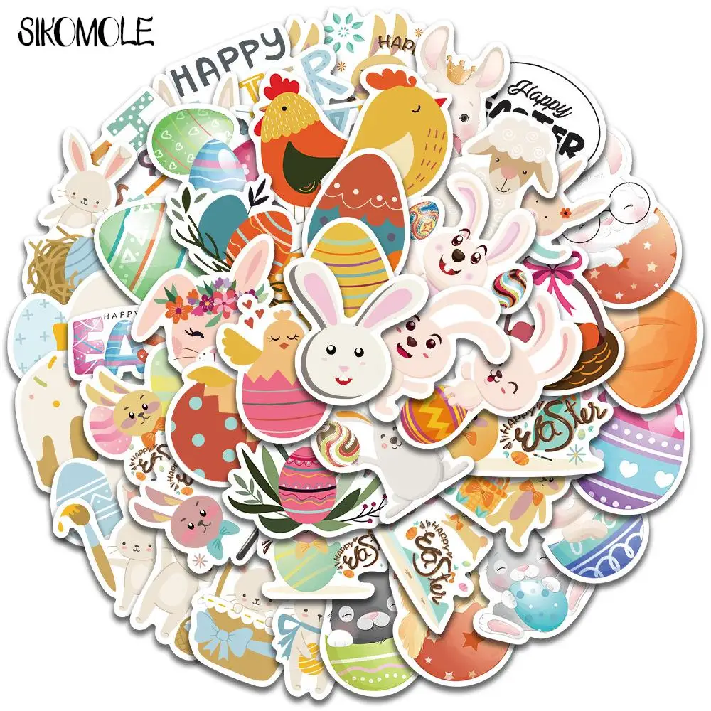 

10/50/100 шт., пасхальные Мультяшные наклейки
