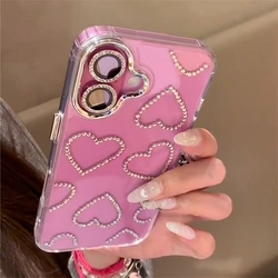 Chic 3D Bling Rhinestone Love Heart Phone Case - Aesthetic Clear Shell - iPhone 15 (AX)