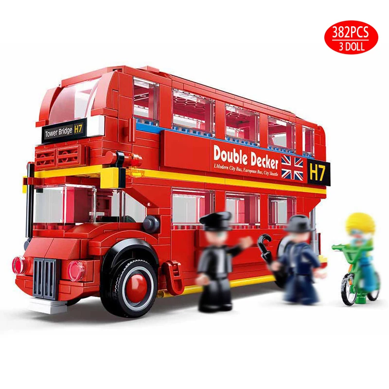 

Urban Uk London Double Decker Red Tour Bus School Double-decker Station Building Blocks Kit Vehicle Car Friends Bricks Kids Toys