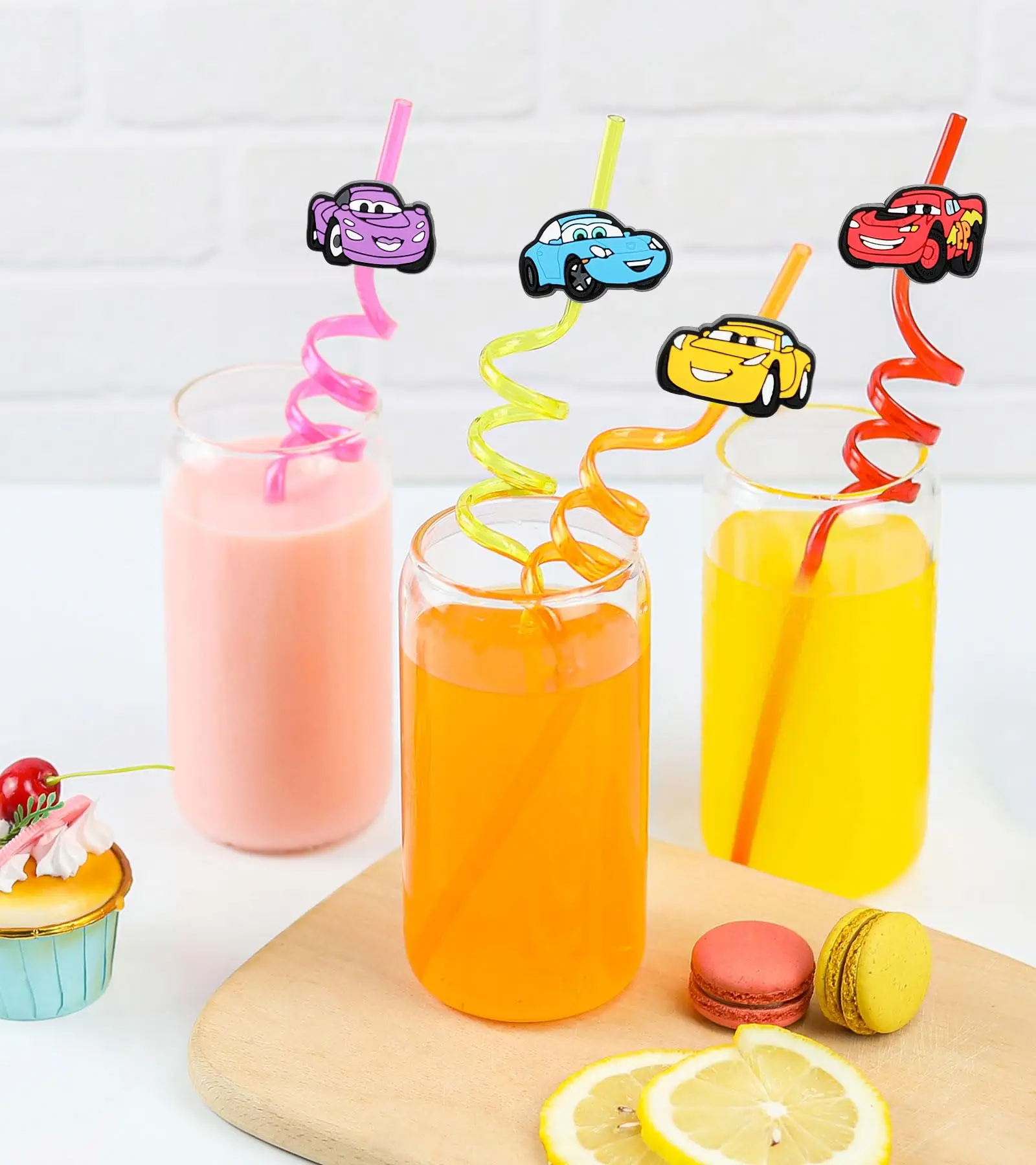 Birthday Party Supplies Party Supplies Wheels Car Party Favors Reusable Drinking Straws for Kids Boys Racecar Wheels Straws Birthday Decorations