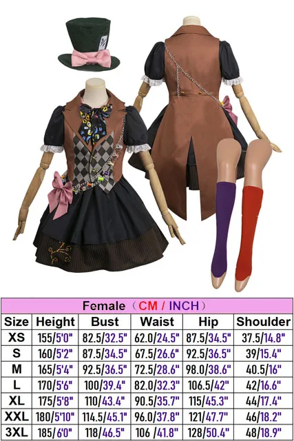 thumbnail image 1 of Johnny Depp Mad Cos Hatter Cosplay Película de fantasía Disfraz de Alicia Sombrero Medias Trajes Adulto Masculino Femenino Ropa de fiesta de Halloween, 1 of 5