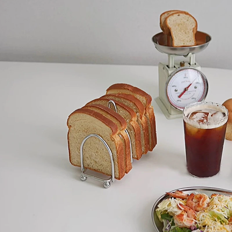 Stainless Steel Toast Bread Rack 6 Slices Food Display Tool For Restaurant Home Bread Holder Kitchen Accessories