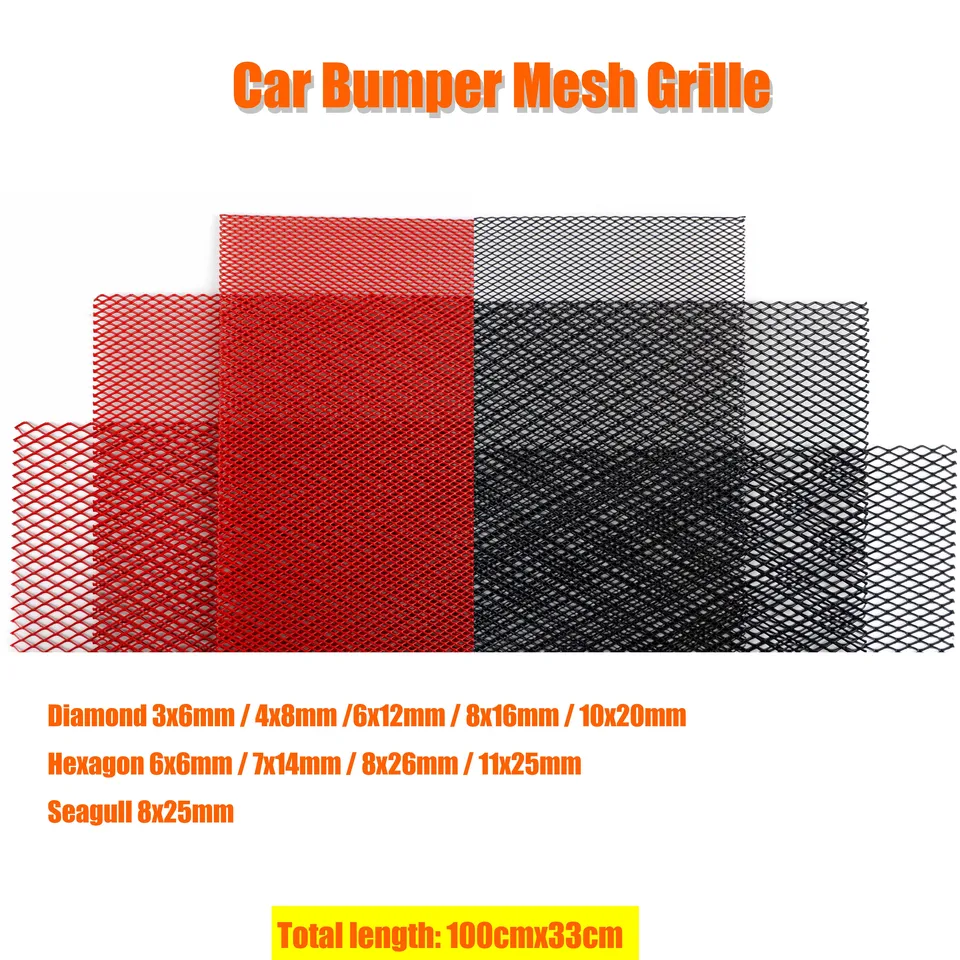 MR-Style Grille De Course Aluminium Extensible 33x33cm – Rouge, Pour Tuning Auto, Protection Calandre