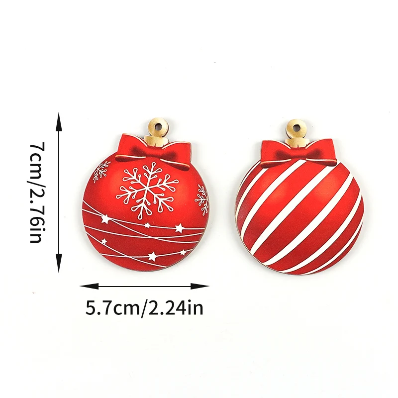(12 Pcs/pack)7*5.7cm Christmas Tree Pendant Christmas Ball Wooden Chip Decoration Creative Party Xmas Tree Home DIY