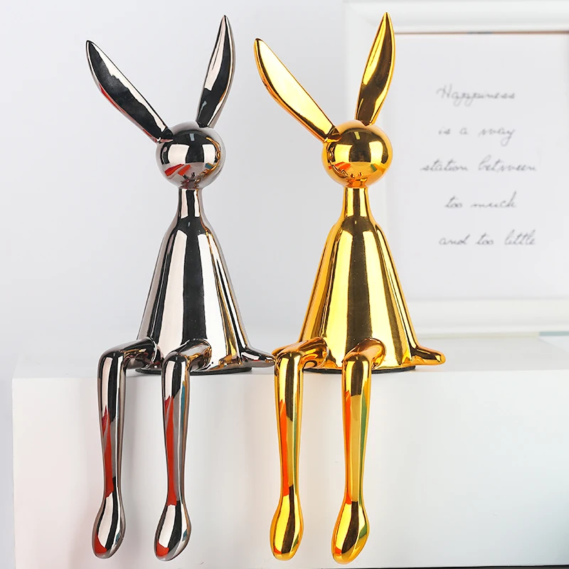 Rabbit Statues Figurines Abstract Rabbit Sculptures Home Decoration