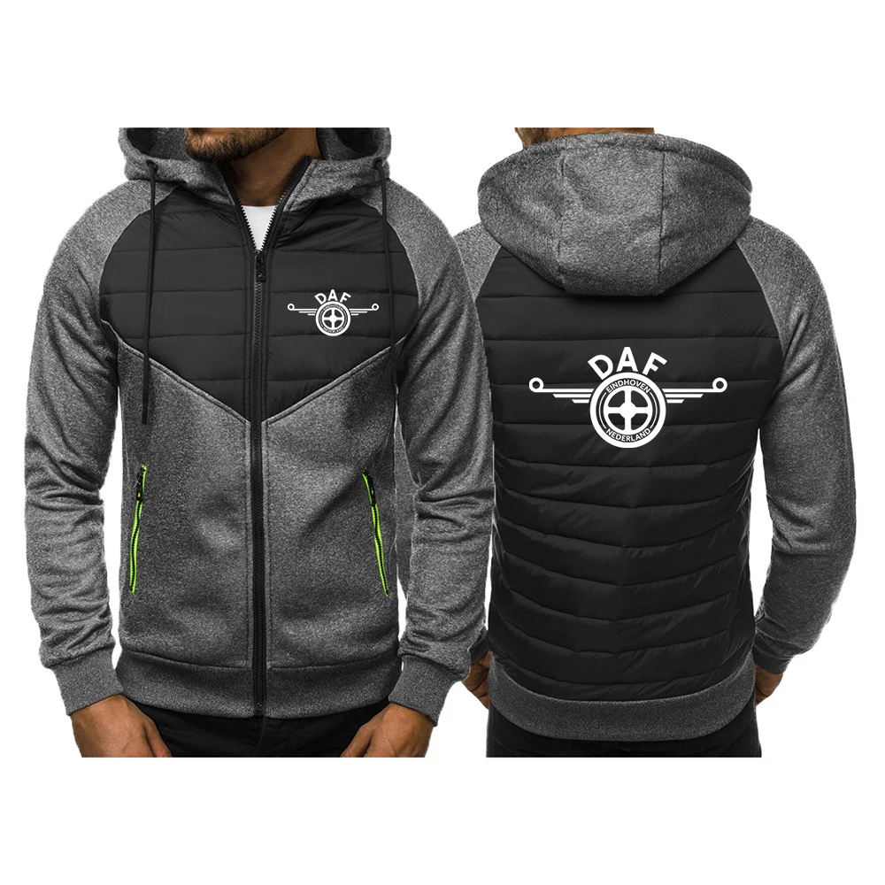 DAF TRUCKS COMPANY TRUCKER Printing Fashion 2023 New Man's Splicing Tracksuit Sweatshirts High Quality Slim Fit Hoodies Coat