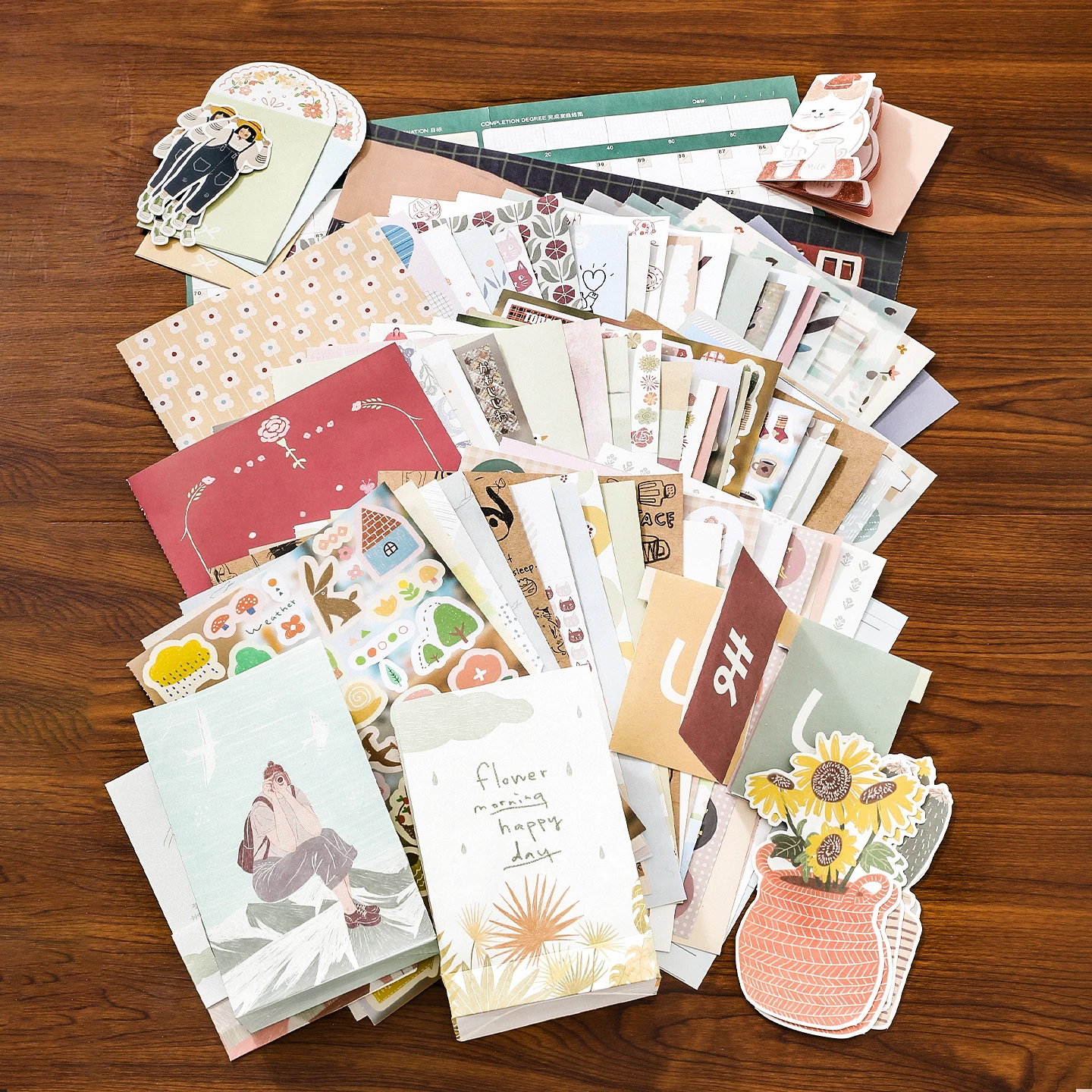 Set di 58 Pezzi di Carta Bianca e Carta per Tracciare, Kit di Decorazioni per Scrapbook, Stile Misto per Decorazione di Diari - immagine 3