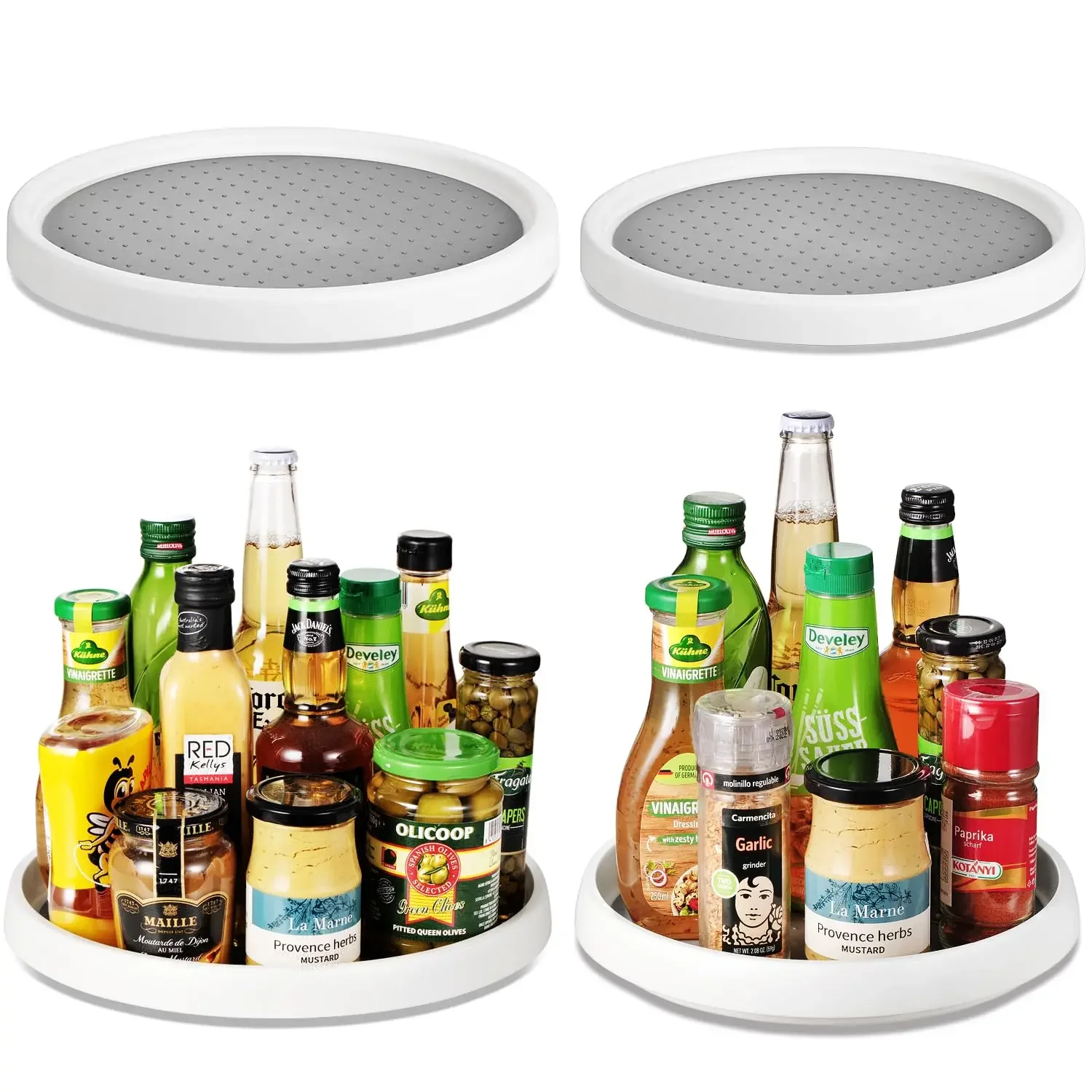 ถาดหมุนจัดระเบียบขนาด 12 นิ้ว ป้องกันการลื่น สำหรับตู้เก็บของ ตู้ครัว และจัดระเบียบห้องครัว 1