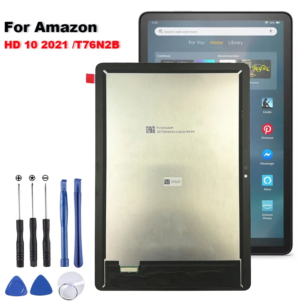 

10.1" AAA+ For Amazon Kindle Fire HD 10 2021 LCD HD10 11th Gen 2021 T76N2B T76N2P LCD Display Touch Screen Digitizer Assembly