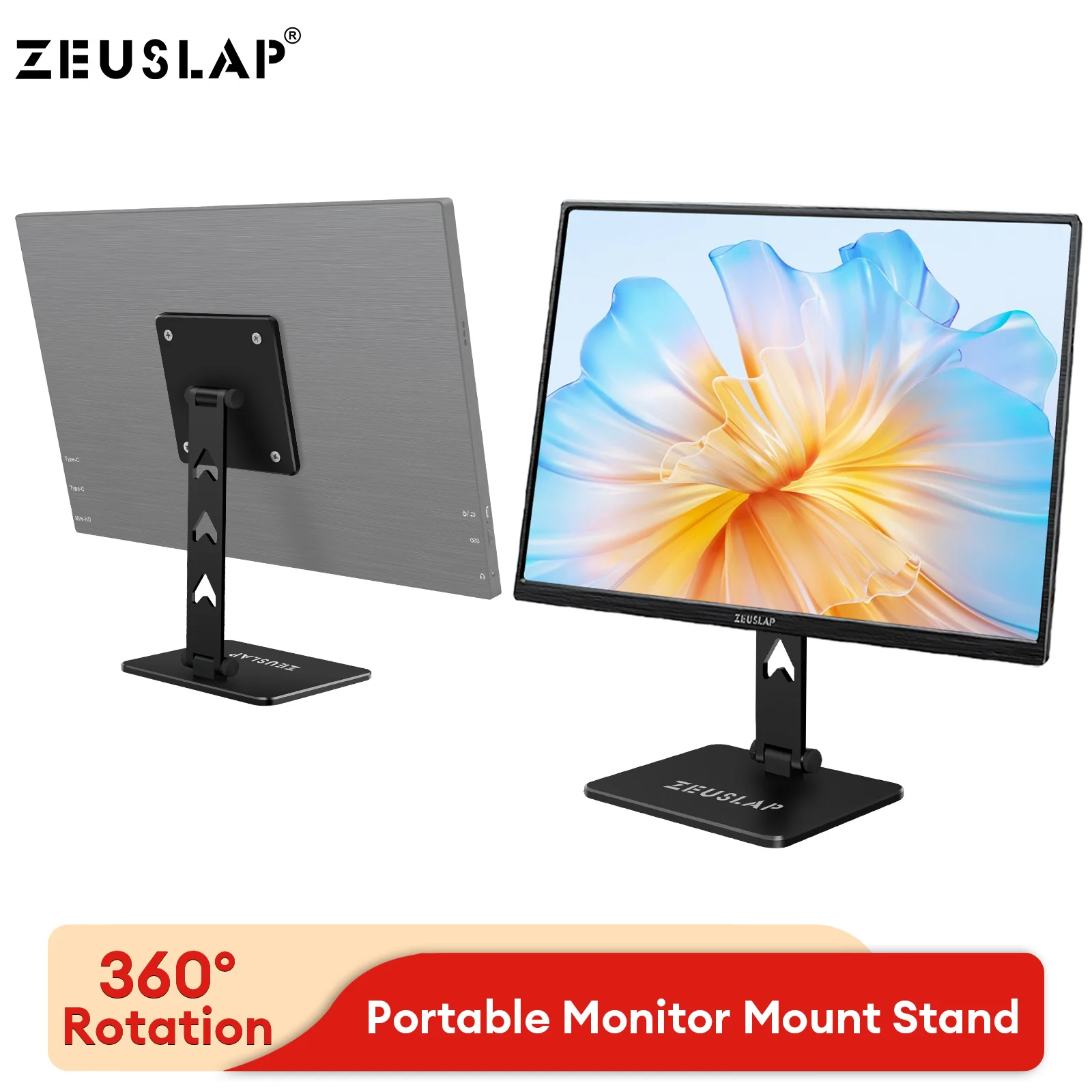 Monitor Stand ZEUSLAP Rotating Portable Monitor Desk Metal Stand Holder For VESA Mount monitor