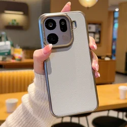 Luxury PU Leather Plating Protective Back Cover with Military - Grade Shock Absorption for OPPO Find X9 (GRAY)