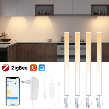 Tuya Zigbee CCT LED Under Cabinet Light 30cm Dimmable Wardrobe Bookshelf Showcase Lamp Bar fr Alexa Google Assistant SmartThings