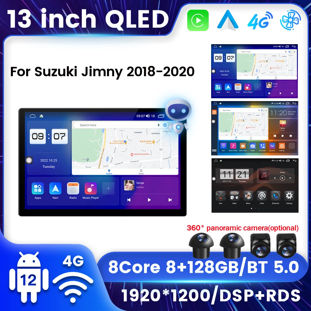 

Автомобильный мультимедийный плеер на Android 12 для Suzuki Jimny JB64 2018-2020 GPS DSP радио 4G LTE Wi-Fi стерео для беспроводного Carplay 2Din все-в-одном