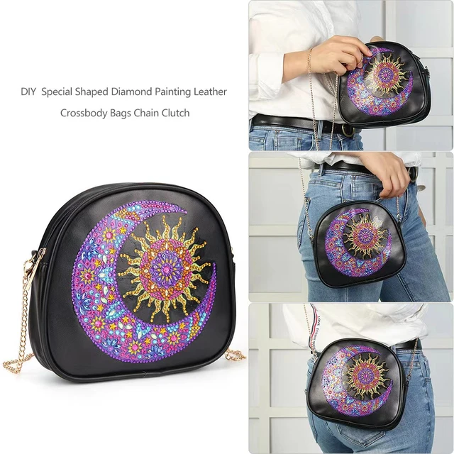 Butterfly Diamond Painting Leather Chain Clutch Handbags Crossbody Bags