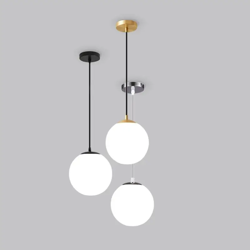 GoldBlacksilvGlassBallPendantLightsWhiteGlobeHangingLampsBar