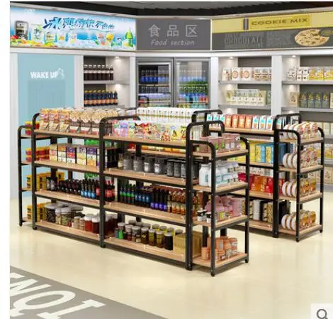 

Convenience store shelves snack shelves supermarket display shelves grocery store display cabinets Middle island baby shop middl