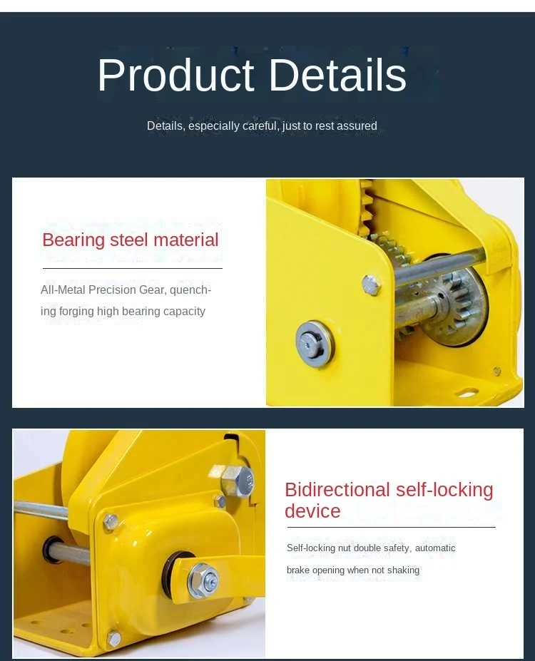 S1fe6b2c91b5b4d61bcb07c51f5bf1628t 2600Pounds, 40m, 3m/min Wirerope Hand Operated Winch Alloy Steel Manual Traction Hoist Winch Crane Bidirectional Self-locking Jack Mallzona