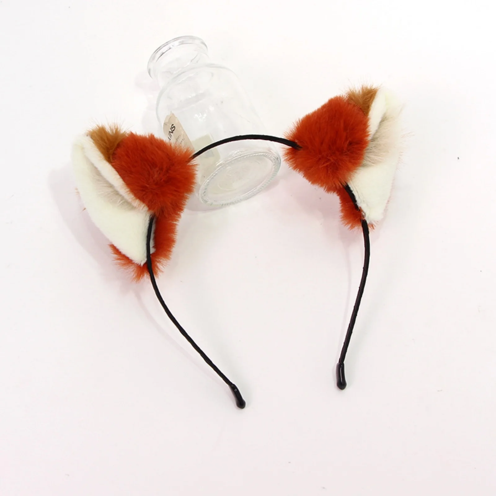 1PC Fox Ear Plush Headband, Orange White Fuzzy Animal Hair Hoop, Cute Daily Hair Accessories, Stylish Party Hair Decor