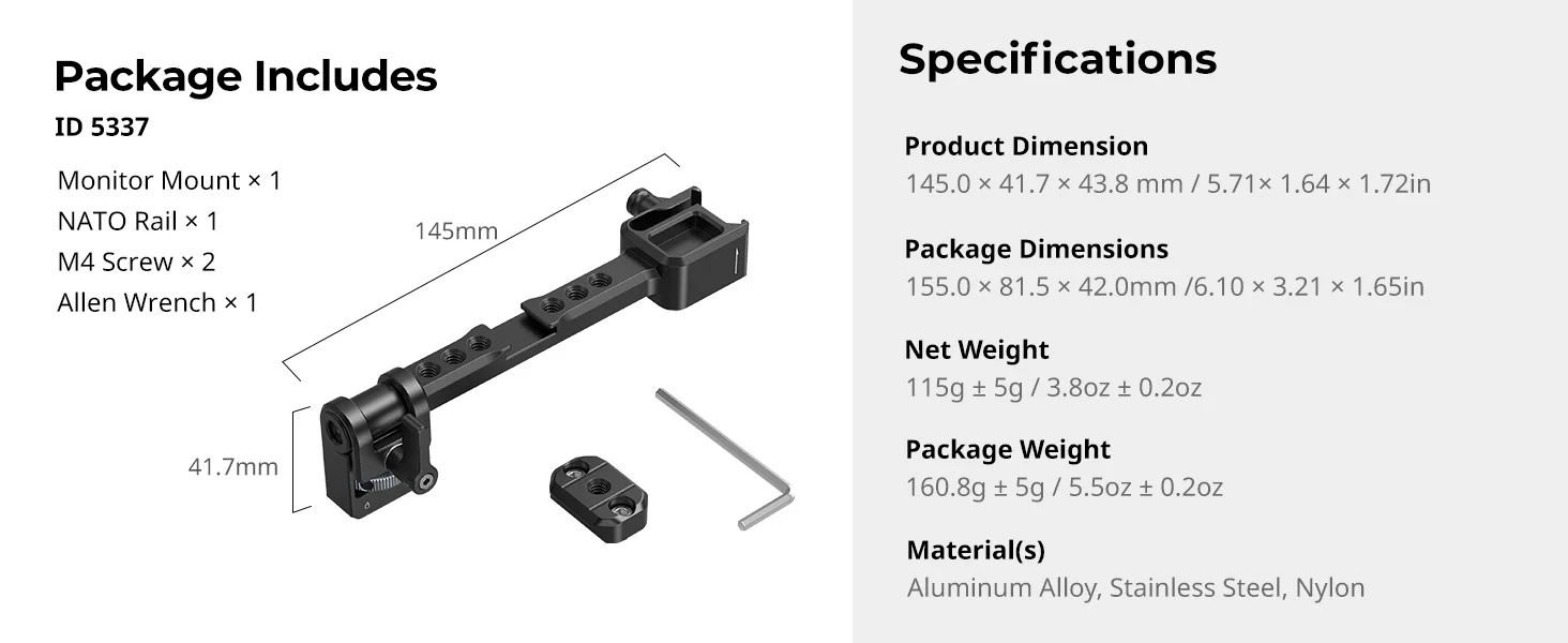 Adjustable Camera Monitor Mount for DJI RS 3/RS 3 Pro/RS 3 Mini/RS 4 Mini Stabil