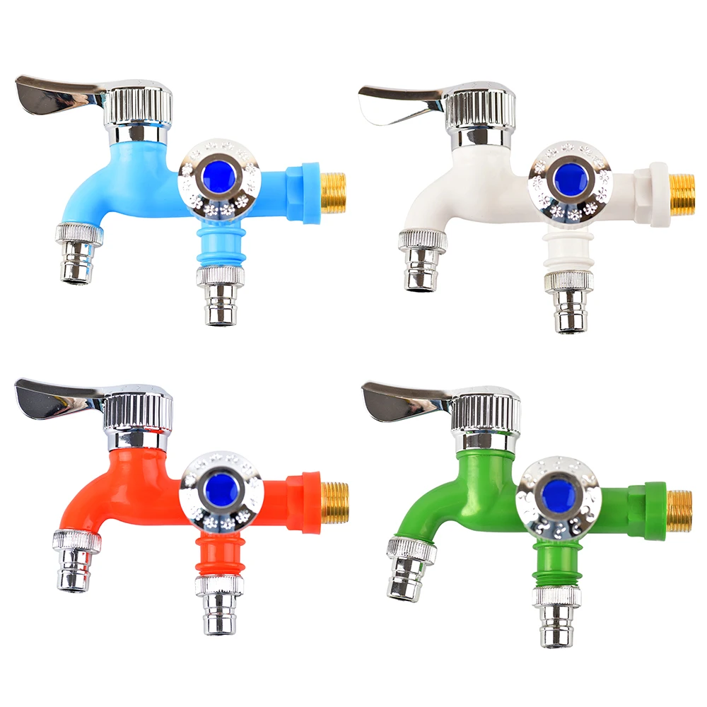 DualControlDoubleOutletWaterTap12UniversalInterfacePlasticFaucetHomeBathroomHose