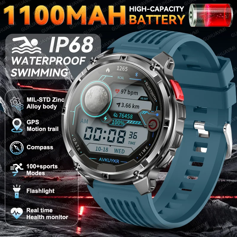 Montre Connectée Homme écran AMOLED 1.6" - Appels Bluetooth, 100+ Modes Sport, étanche 5ATM, Suivi Santé - 6
