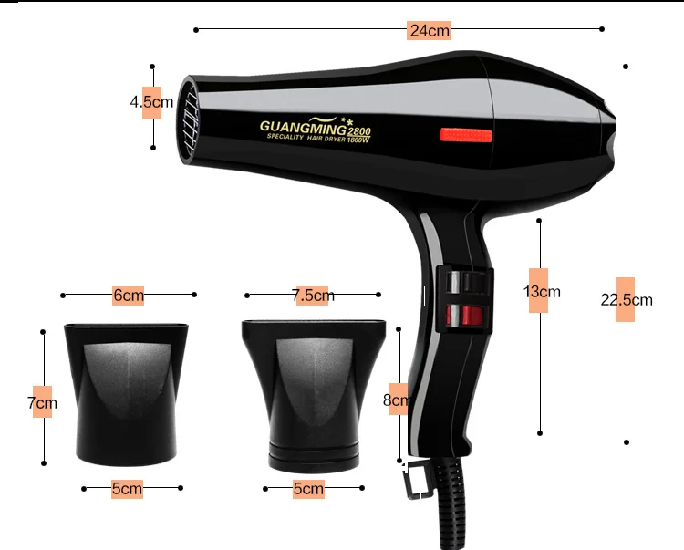 Secador de Cabelo Quente e Frio Secador de ar para Uso do Salão de Beleza Real Profissional Poderoso Rápido Aquecimento Ajuste Ionic 1800w 74 Real 1800w profissional poderoso secador de cabelo