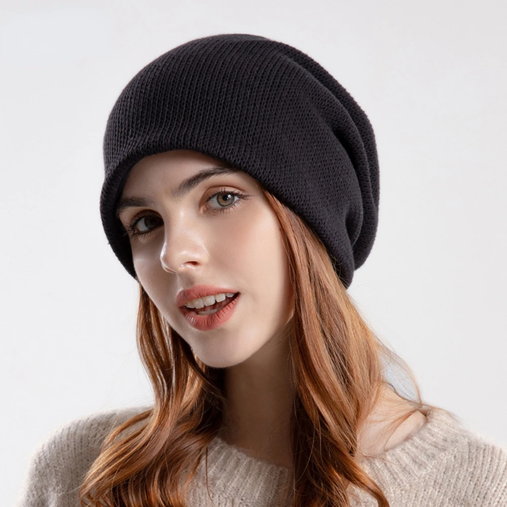 

2022 NEW Knitted Beanie Women's Hat Winter Skullies Beanies Warm Casual Slouchy Hat Crochet Beanie Hat Female Baggy Cap