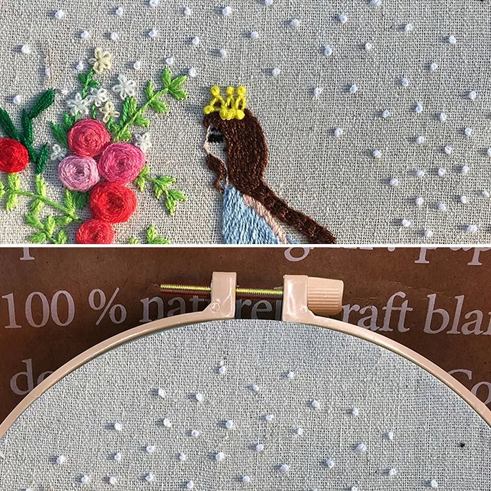 European Style Needle Punch Embroidery Kits Embroidery Hoop Stitch Practice Needle Thread DIY Crafts Ornament Sewing Accessories