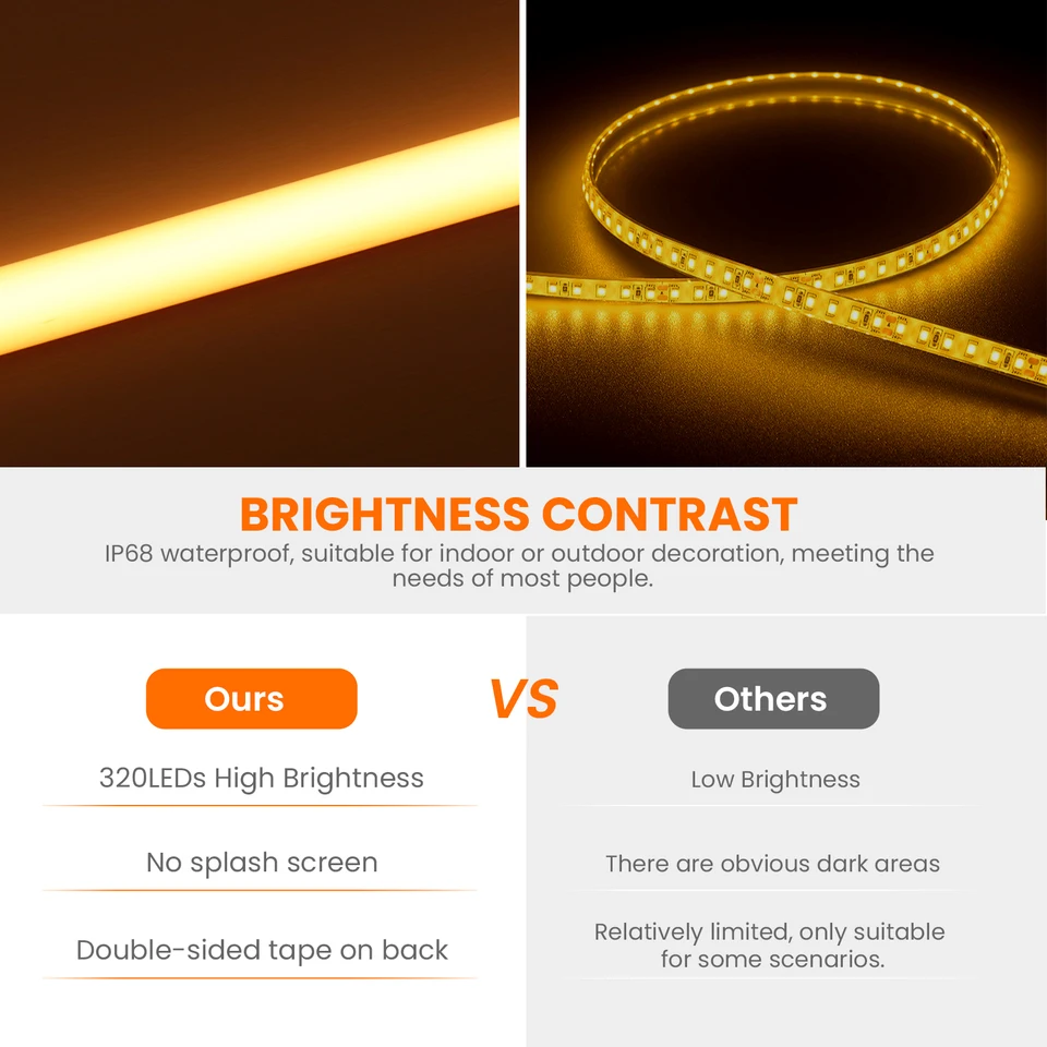 BRIMETI Striscia LED COB 24V Autoadesivo 5M Tubo Bianco Naturale - Foto 6