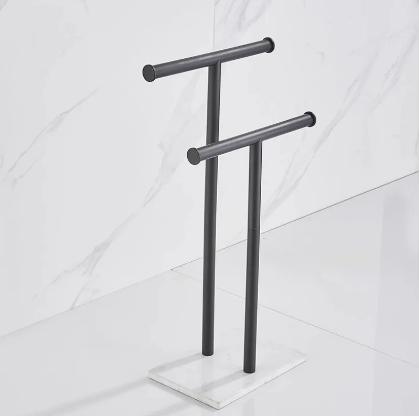 Marble floor towel rack 304 vertical towel rack T-table top perforation-free removable storage Roll paper